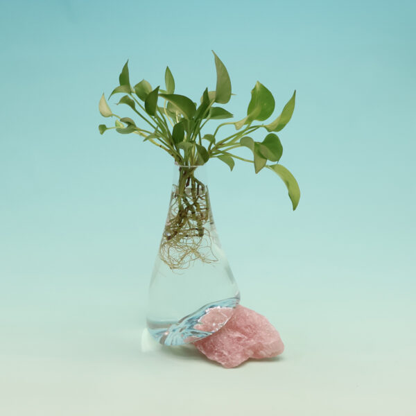 Beautiful Vase on Rose Quartz Crystal PK-S128